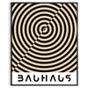 Bauhaus-Plakat mit minimalistischer, geometrischer abstrakter Komposition und klarer Gestaltung - in einem schwarzen Rahmen