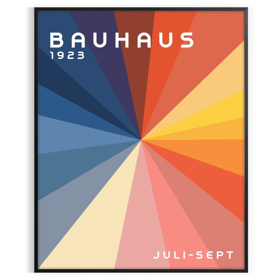 Bauhaus geometric artwork poster with bold primary colors and shapes