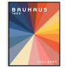Bauhaus geometric artwork poster with bold primary colors and shapes - in a black frame