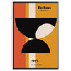 Plakat przedstawiający abstrakcyjną geometryczną kompozycję Bauhaus w stylu minimalistycznym - w czarnej ramie