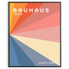 Gray and red geometric Bauhaus poster featuring vintage abstract modernist composition - in a black frame