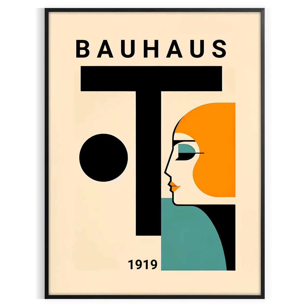 Poster showing a Bauhaus-style human figure in minimalist geometric design