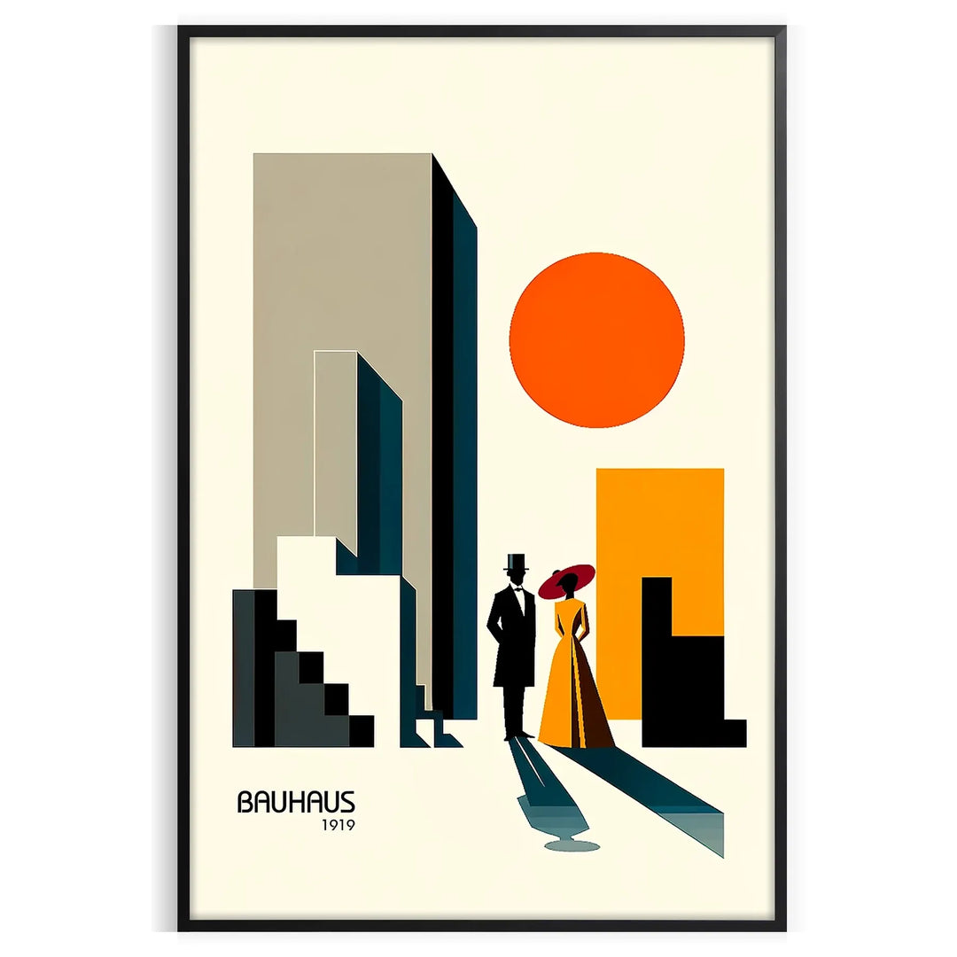 Poster showing a Bauhaus-style human figure in minimalist geometric composition