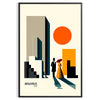 Poster showing a Bauhaus-style human figure in minimalist geometric composition - in a black frame