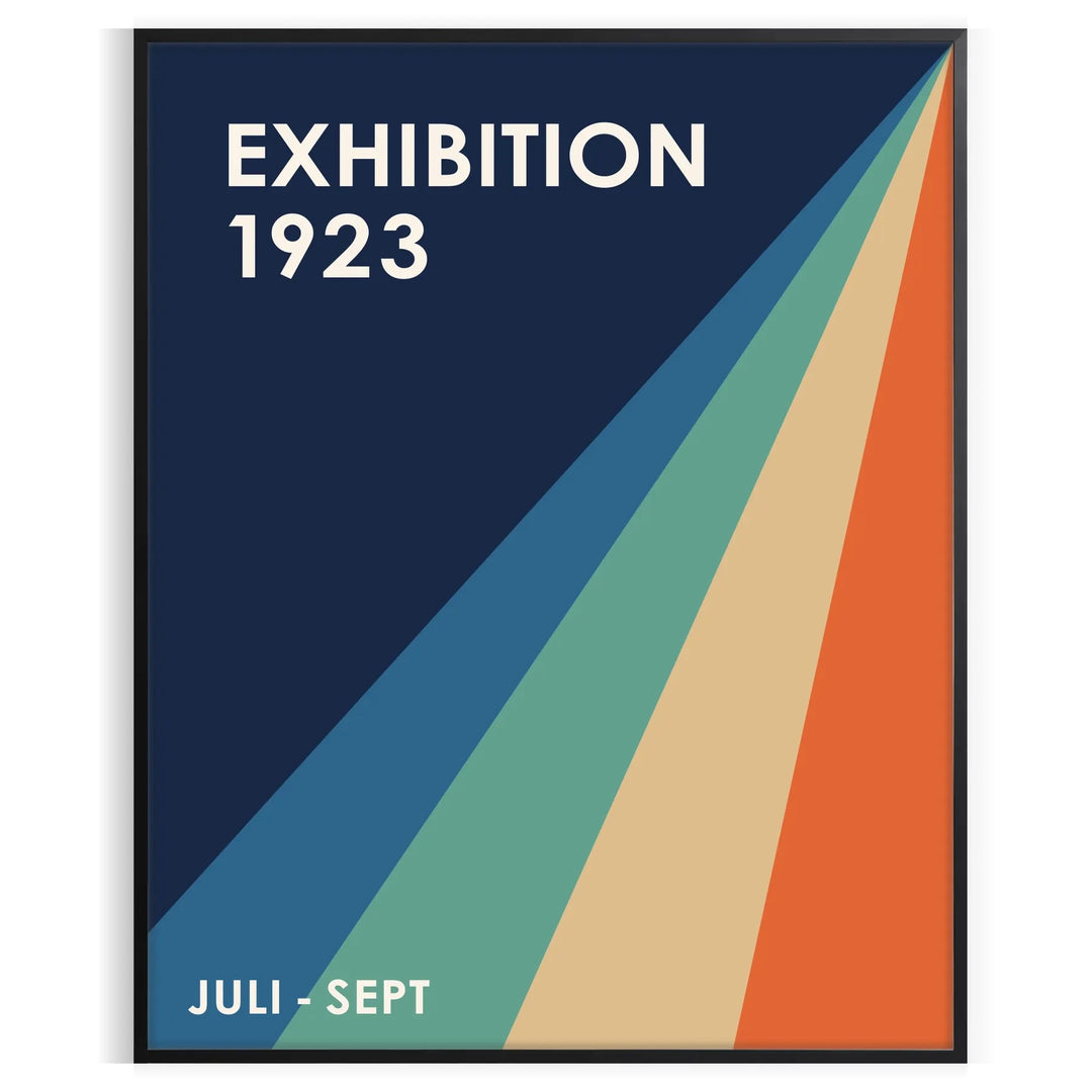 Minimalist Bauhaus poster featuring abstract geometric composition in neutral tones.