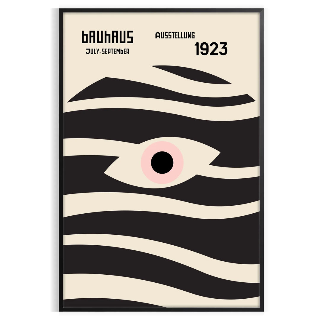 Poster showing geometric abstract Bauhaus composition with bold shapes