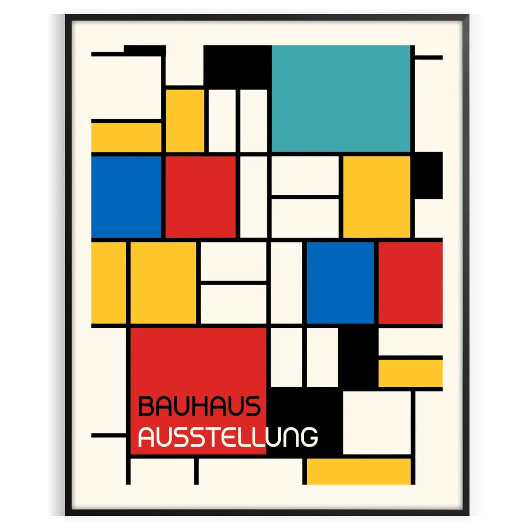 Bauhaus poster showing abstract geometric composition in bold primary colors
