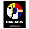 Bauhaus Poster mit geometrischen abstrakten Formen in kräftigen Primärfarben - in einem schwarzen Rahmen