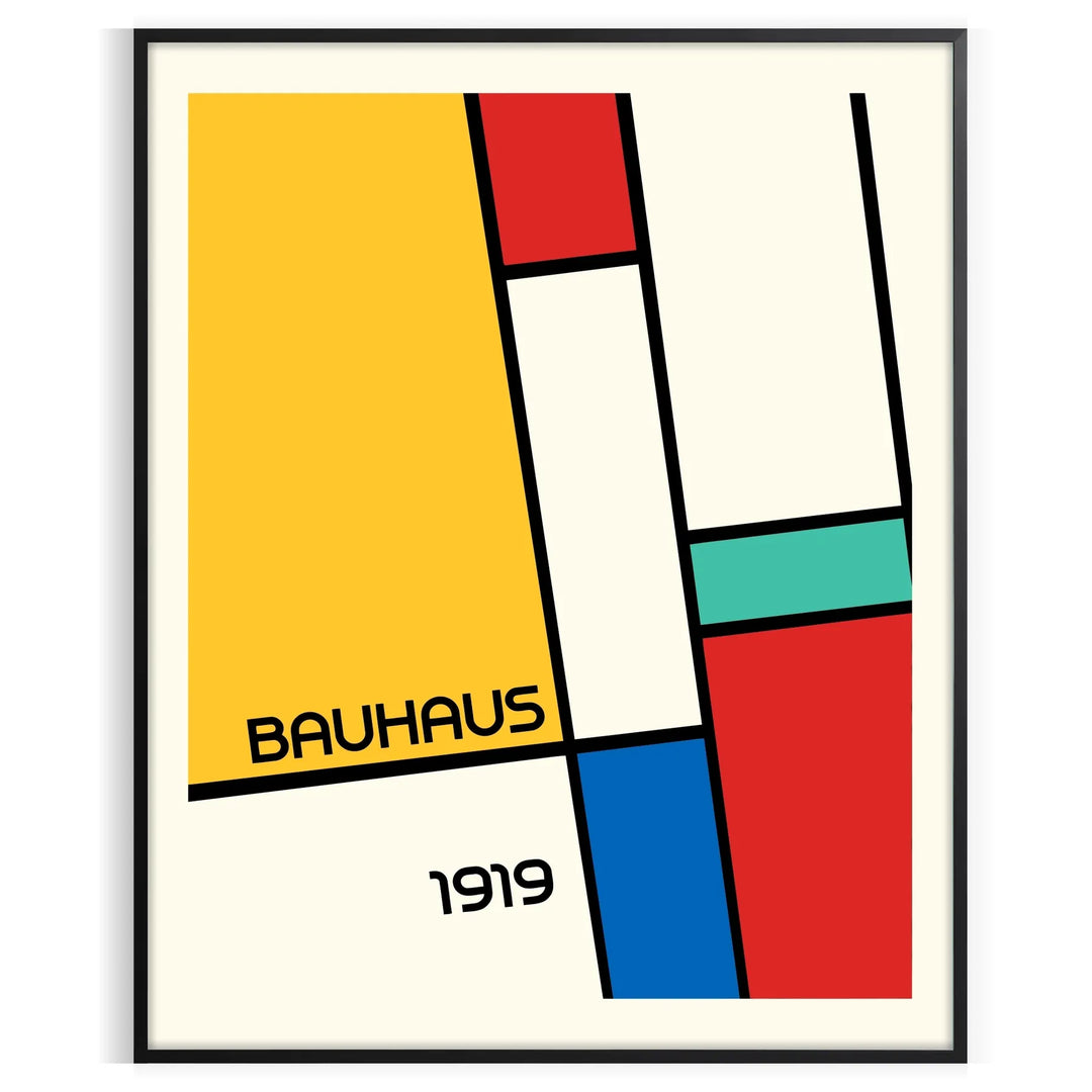 Printed poster showing a Bauhaus geometric abstract composition in minimalist style