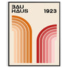 Bauhaus poster showing abstract geometric forms and minimalist composition on paper - in a black frame