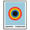 Geometric abstract shapes in gray and brown, inspired by Bauhaus style - in a black frame