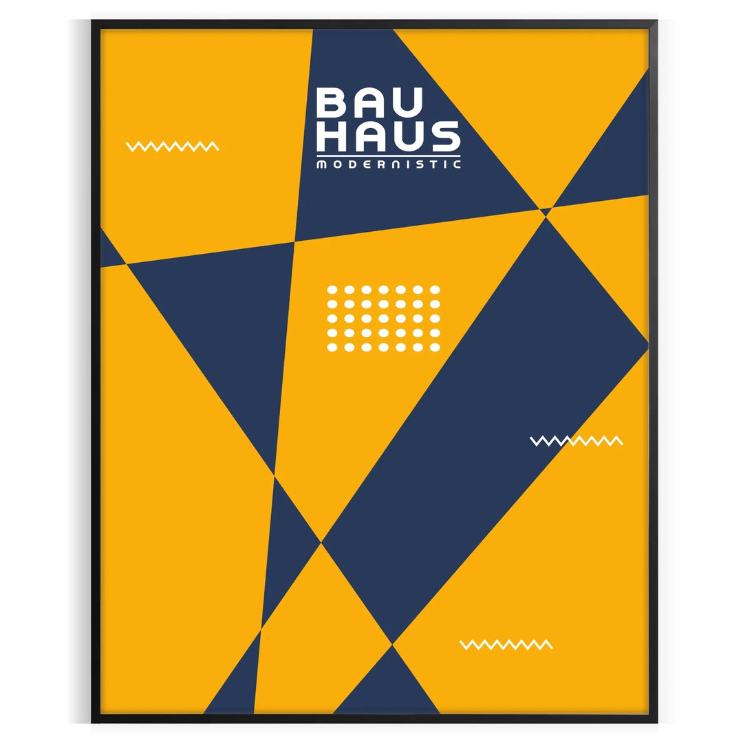 Poster showing abstract geometric composition in Bauhaus style, minimal modern design