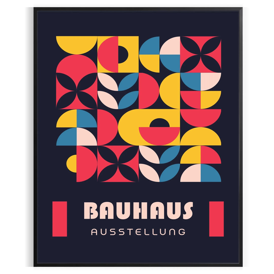 Bauhaus gray and black abstract poster with minimalist geometric composition