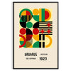 Poster Bauhaus con composizione geometrica astratta in verde e rosso intensi - in una cornice nera