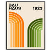 Minimal Bauhaus poster with abstract geometric composition and modernist design - in a black frame