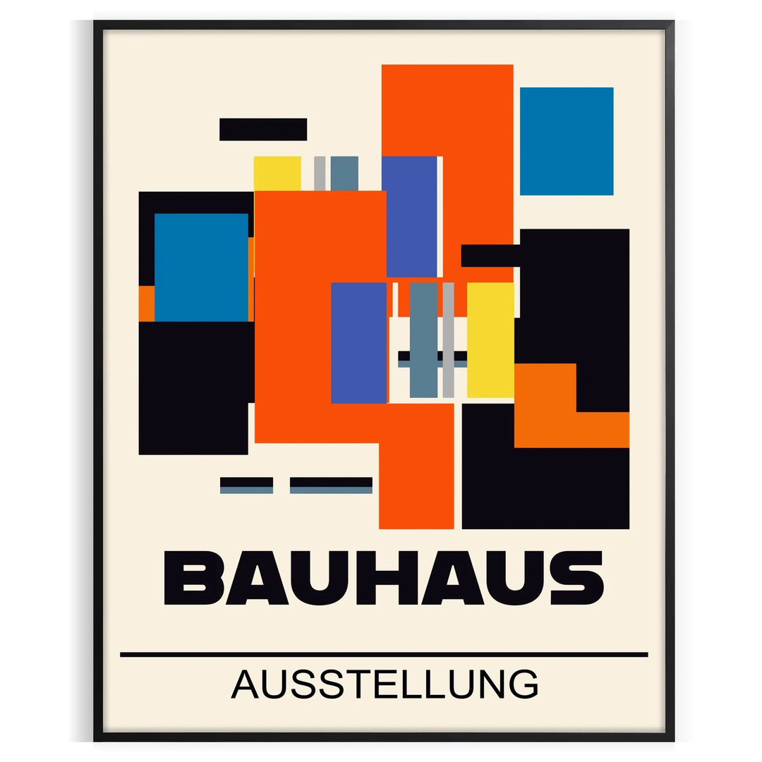 Minimal Bauhaus geometric poster with abstract shapes, modern minimalist design