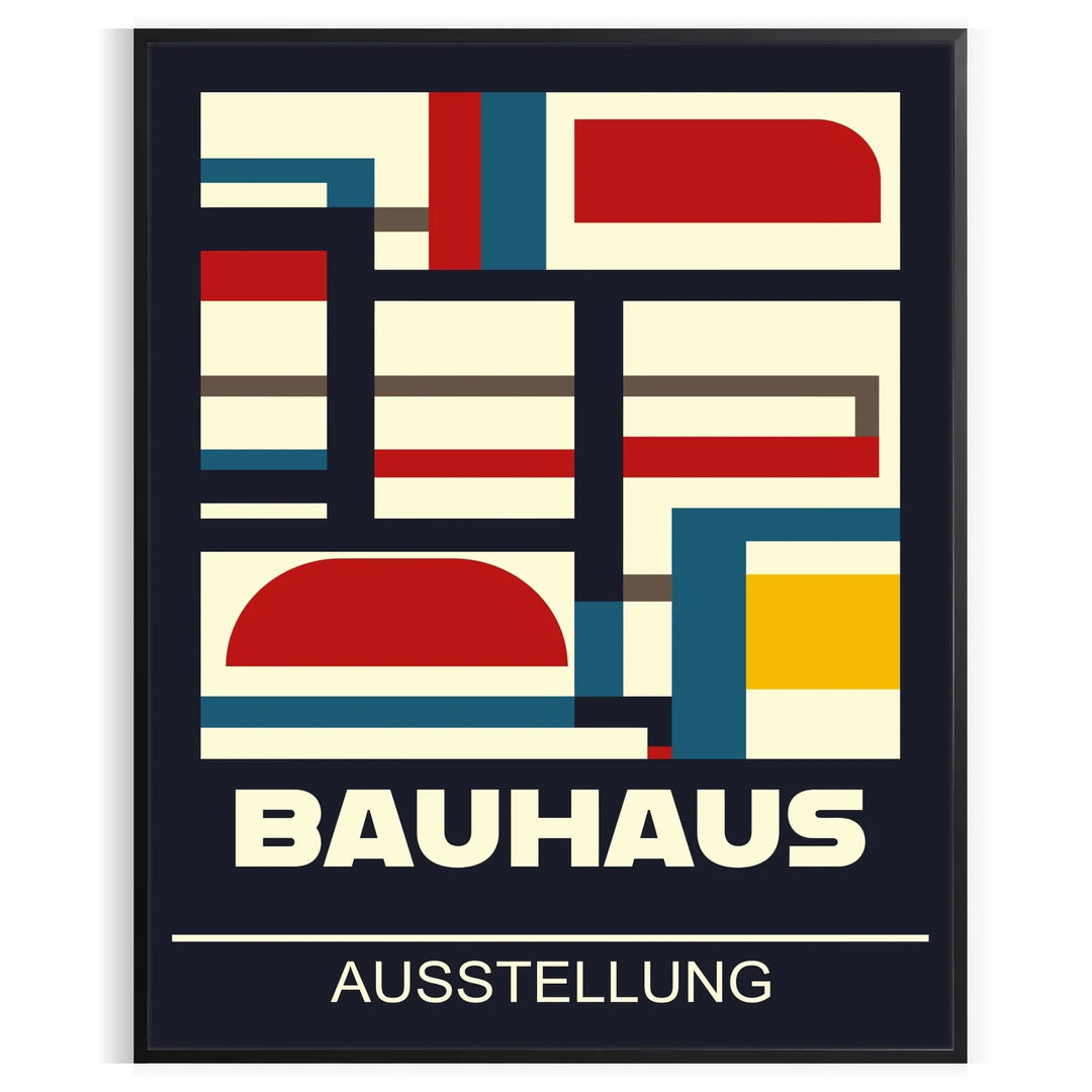 Bauhaus poster with abstract geometric composition in green and red