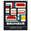 Bauhaus-Plakat mit abstrakter geometrischer Komposition in Grün und Rot - in einem schwarzen Rahmen