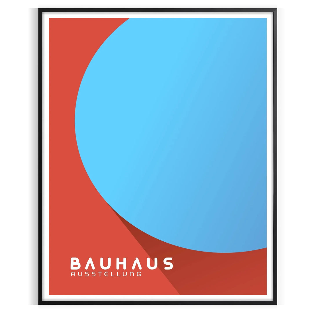 Poster showing Bauhaus geometric abstract composition in vintage minimalist graphic style