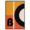 Brown and black geometric Bauhaus poster with minimalist abstract shapes - in a black frame