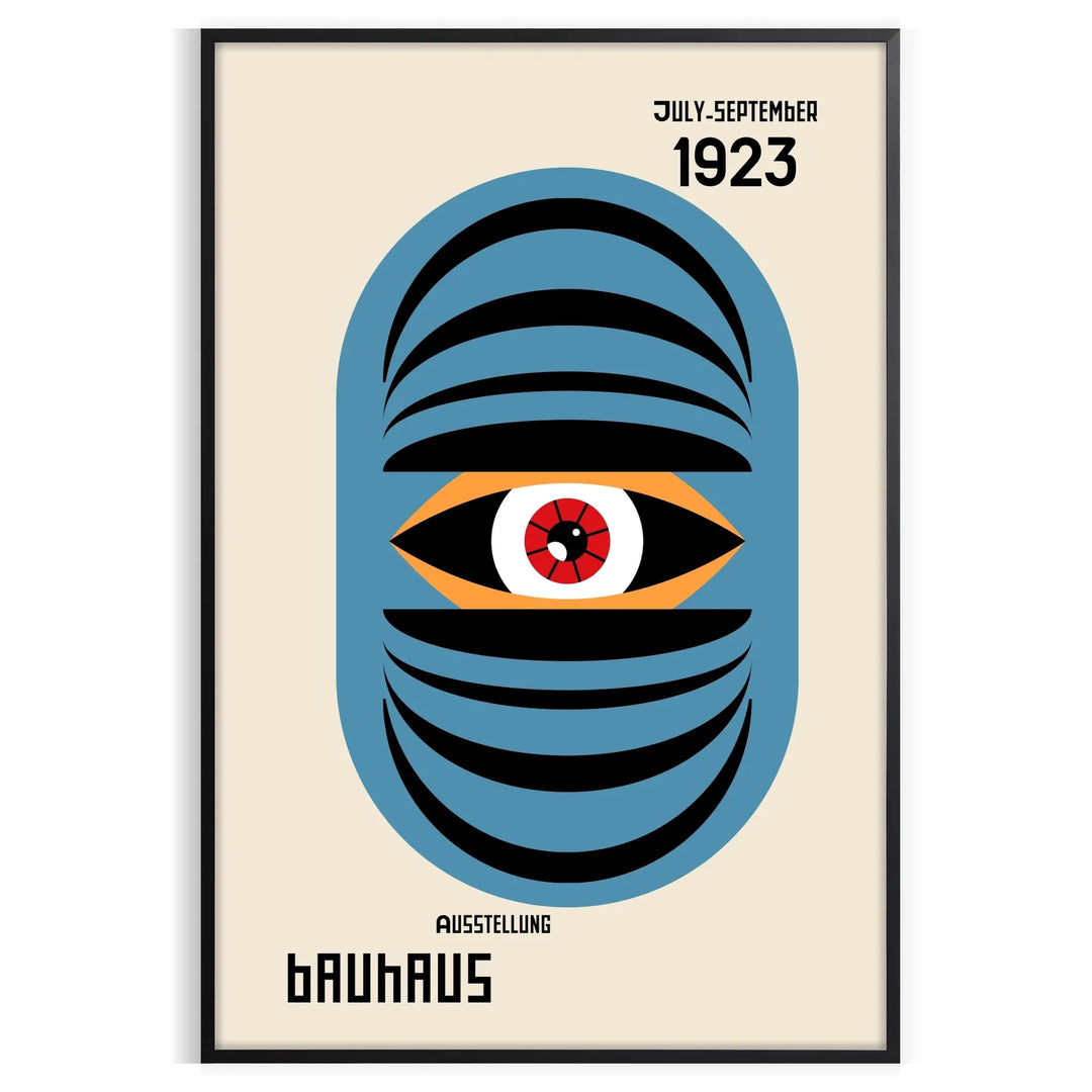 Bauhaus style geometric poster showing abstract shapes in minimalist composition