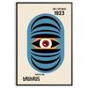 Bauhaus style geometric poster showing abstract shapes in minimalist composition - in a black frame