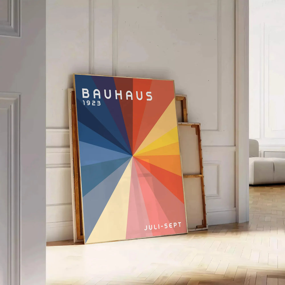 Bauhaus geometric artwork poster with bold primary colors and shapes