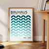 Black and white geometric abstract design in Bauhaus style - beside a round wooden side table with books