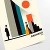 Bauhaus poster of stylized human figure in orange and white - as a rolled, unframed print
