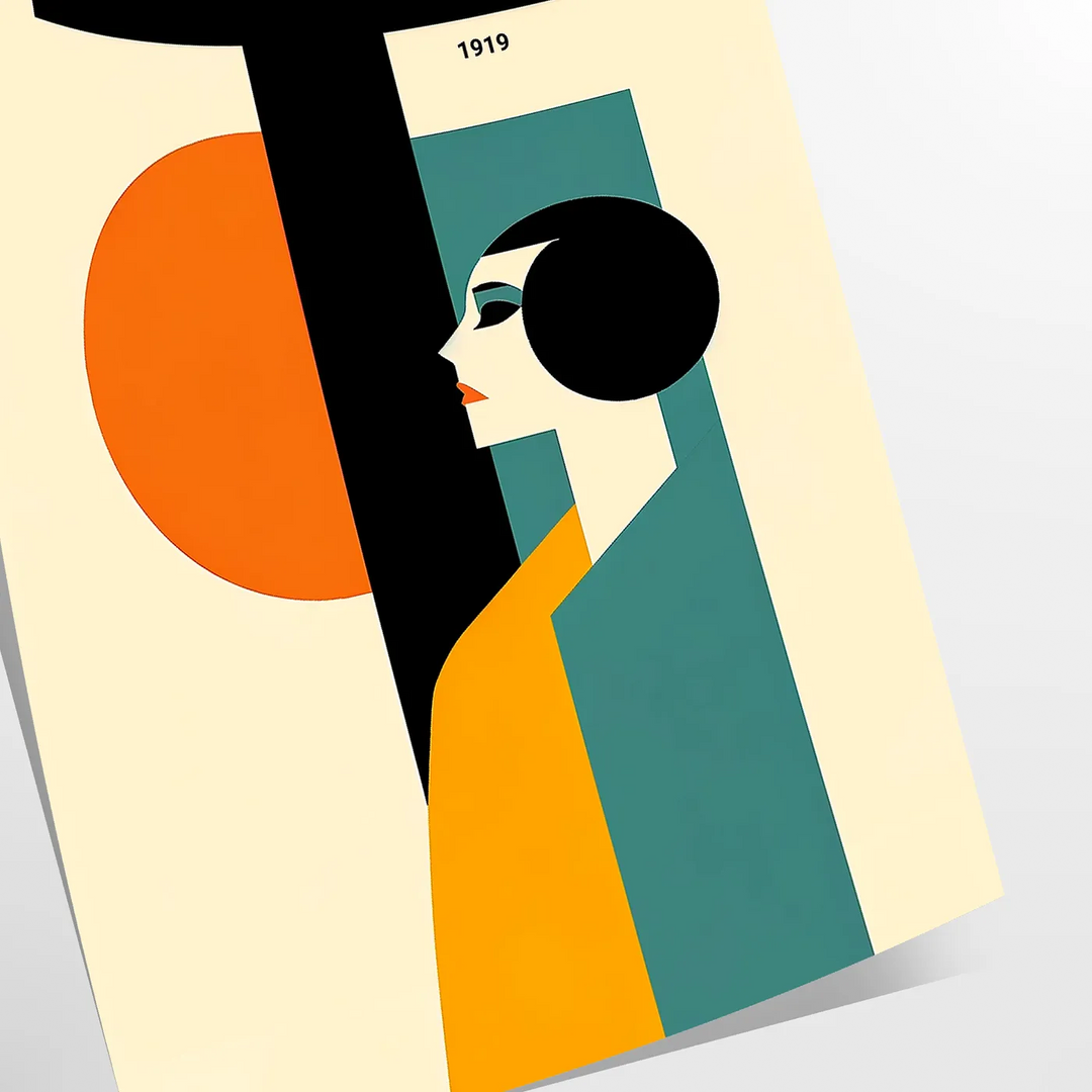 Poster mit minimalistischer geometrischer Menschendarstellung im klassischen Bauhaus-Stil - als gerollter Druck, ohne Rahmen