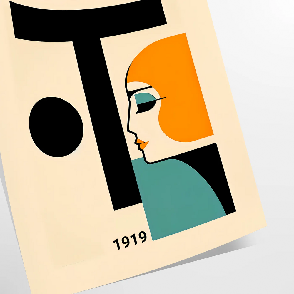 Poster showing a Bauhaus-style human figure in minimalist geometric design