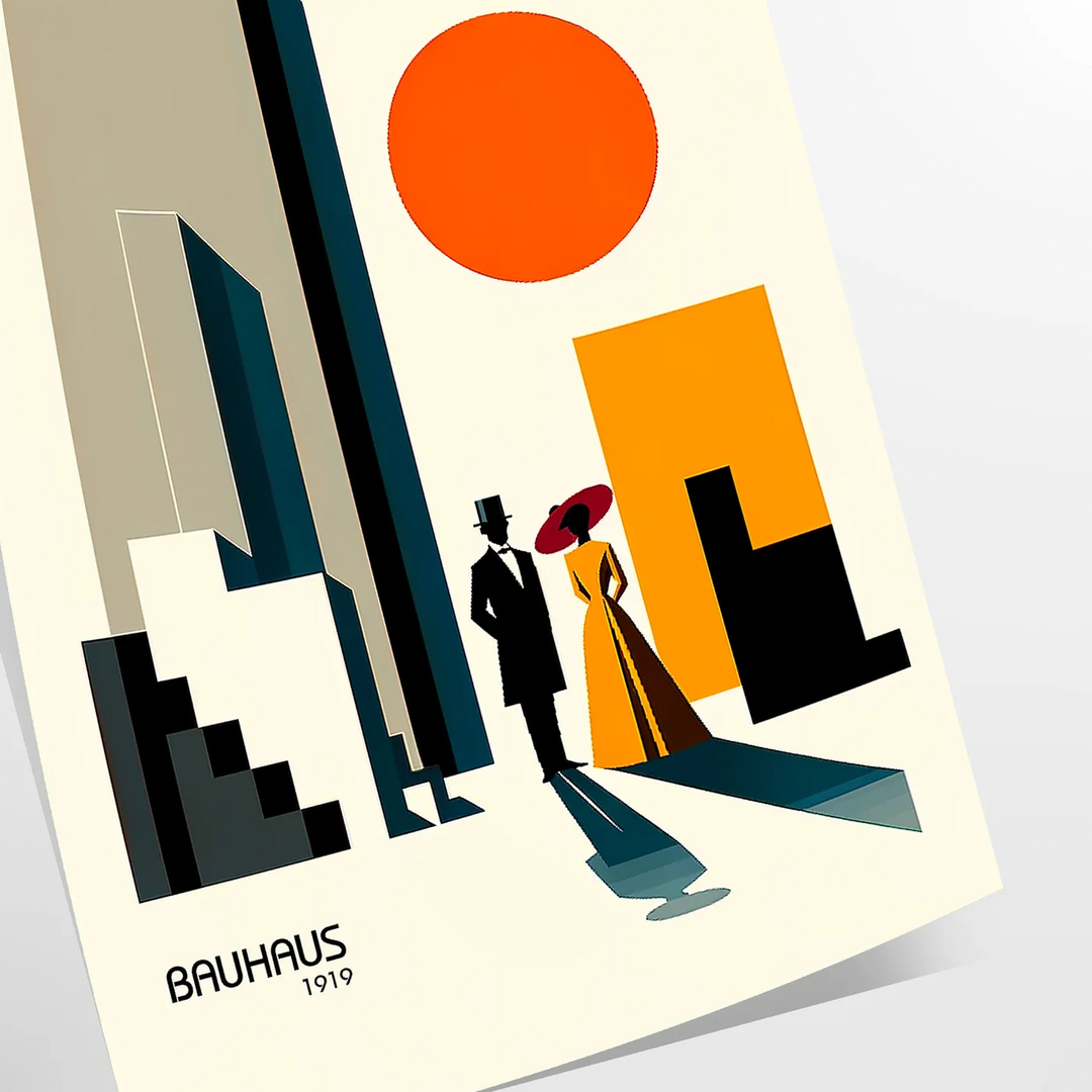 Poster showing a Bauhaus-style human figure in minimalist geometric composition - as a rolled, unframed print