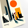 Poster showing a Bauhaus-style human figure in minimalist geometric composition - as a rolled, unframed print