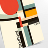Bauhaus-Poster mit geometrischem Design in Orange und Schwarz - als gerollter Druck, ohne Rahmen