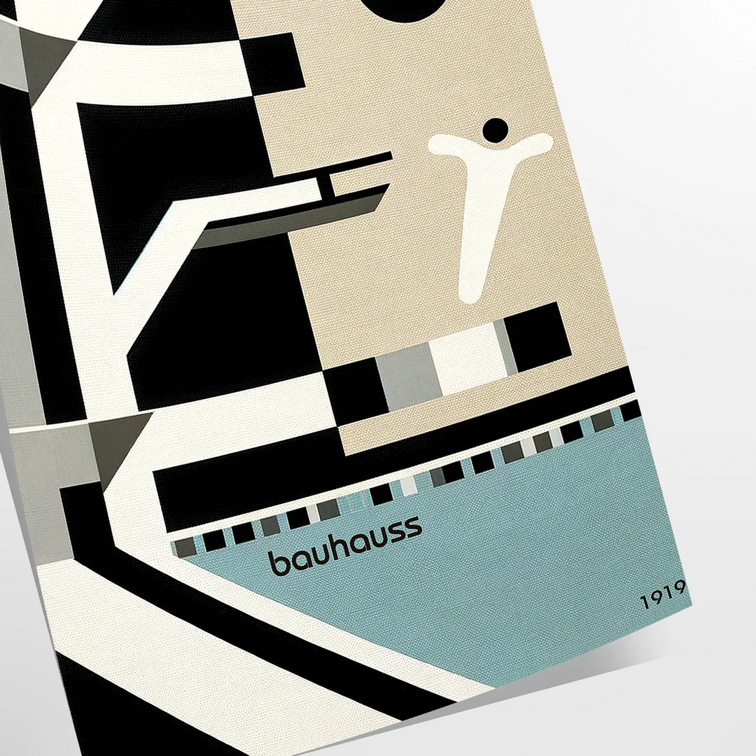 Bauhaus style illustration of a swimming pool with geometric shapes and muted colors - as a rolled, unframed print