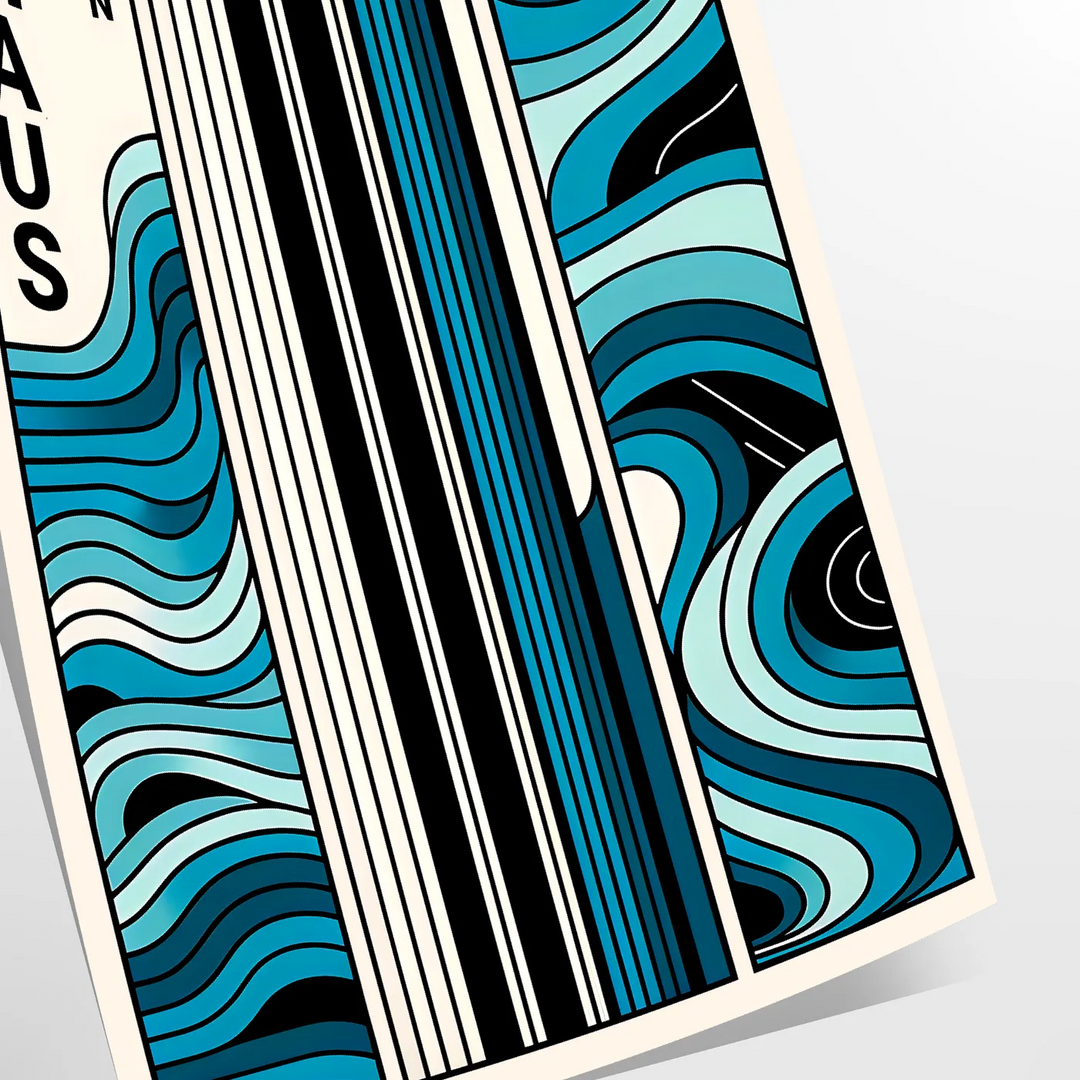 Geometric shapes and lines in Bauhaus style with primary colors - as a rolled, unframed print