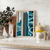 Geometric shapes and lines in Bauhaus style with primary colors - styled on a counter with eucalyptus and a bowl of lemons
