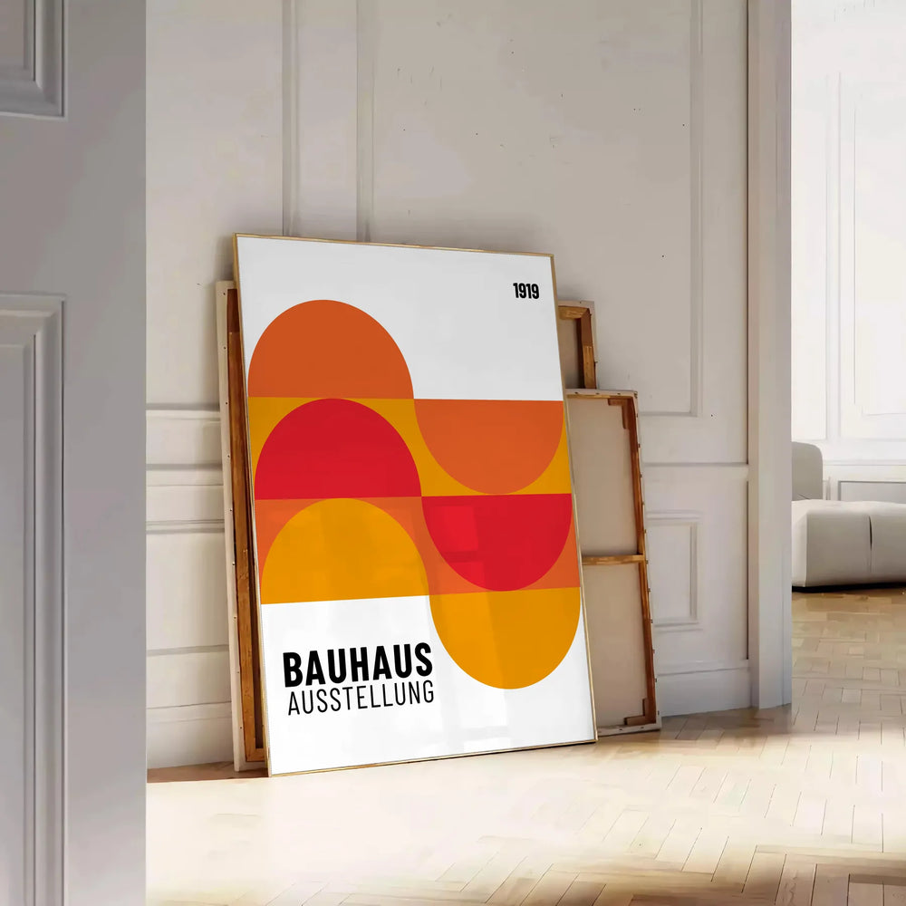 Unframed poster showing minimalist Bauhaus geometric abstract artwork