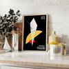 Abstract Bauhaus design featuring groovy shapes in orange and black - styled on a counter with eucalyptus and a bowl of lemons