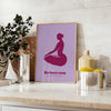 Abstract yoga figure in calming blue and purple tones - styled on a counter with eucalyptus and a bowl of lemons