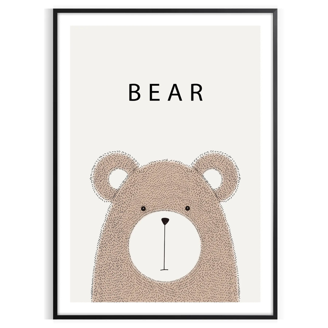 A realistic illustration of a bear in shades of gray and brown