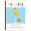 Illustration of a Bellini cocktail with green and orange colors - in a black frame