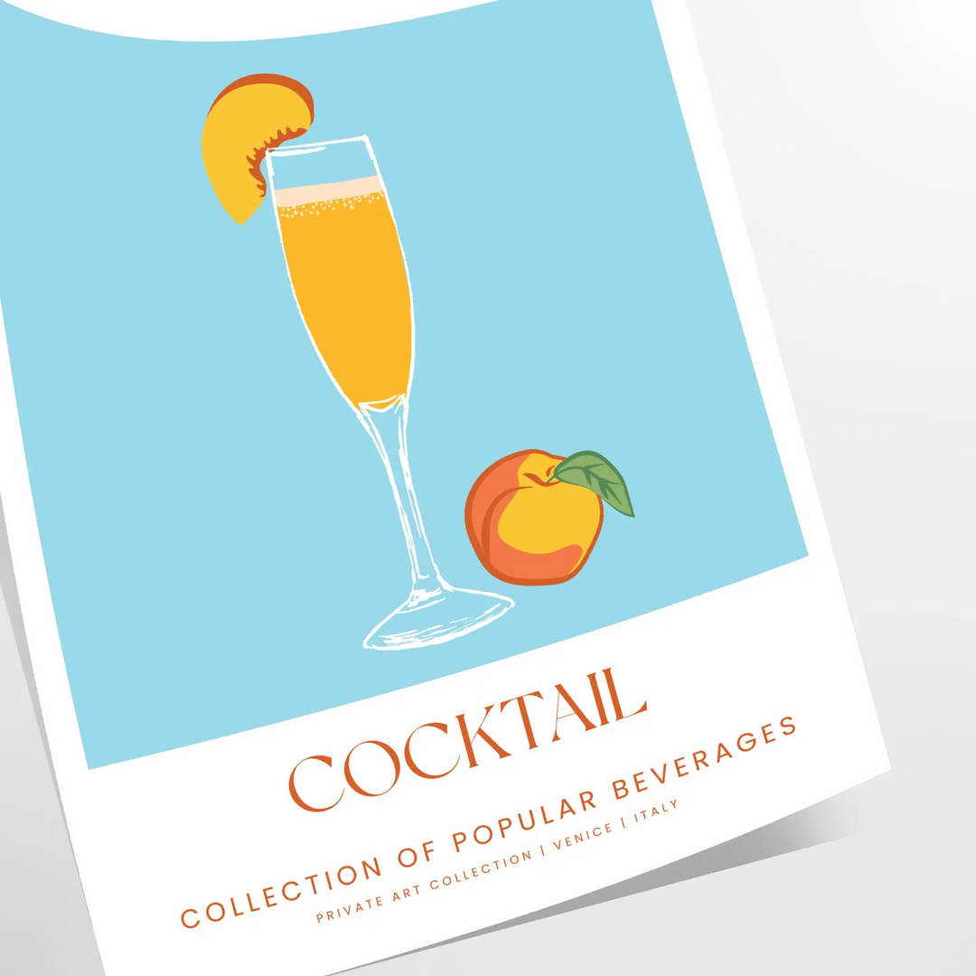 Illustration of a Bellini cocktail with green and orange colors