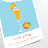 Illustration of a Bellini cocktail with green and orange colors