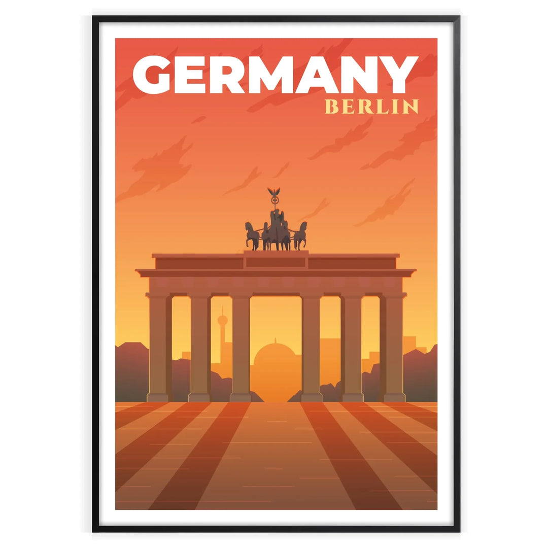 Abstract representation of Berlin's skyline in green and white tones