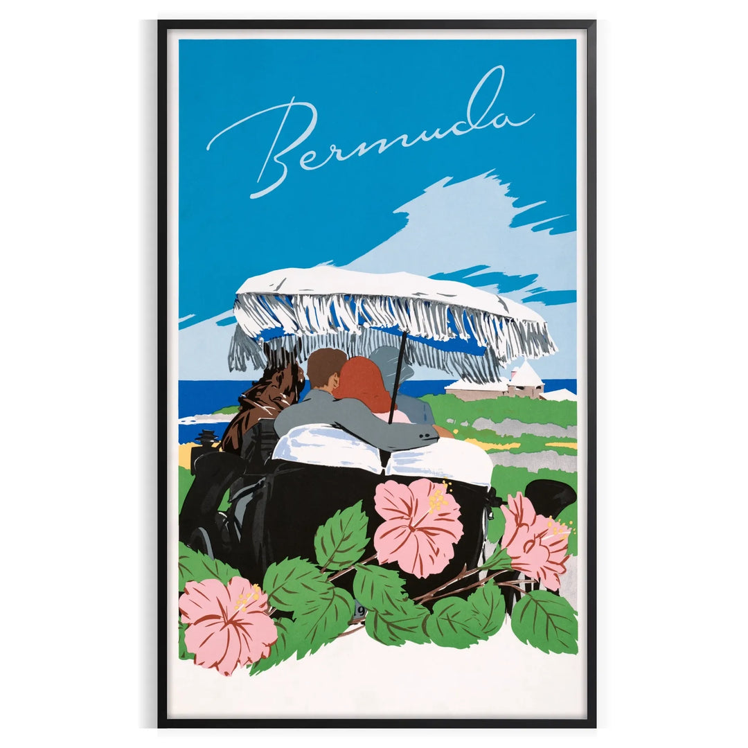 Vintage illustration of Bermuda with muted gray and black tones