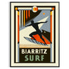 Orange and black Biarritz surf poster in retro graphic style - in a black frame