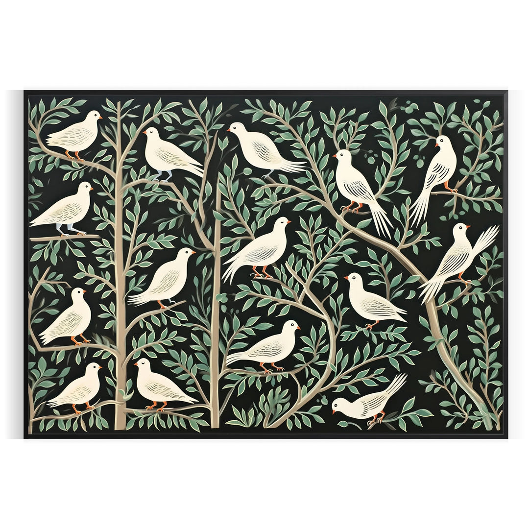 A stylized bird illustration in gray and black tones