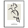 A bohemian-style poster featuring a bird in shades of gray and black - in a black frame