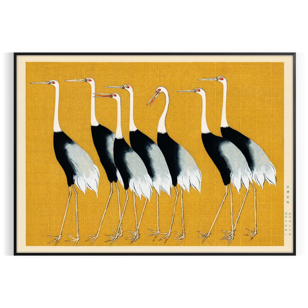 A detailed illustration of various birds in a natural setting, featuring green tones